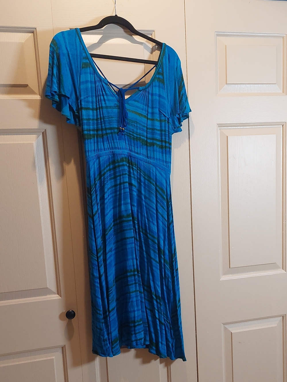 Plenty by Tracy Reese Blue Striped Tie-Front Midi Dress